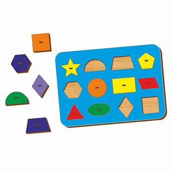 Доска-вкладыш Монтессори "Геометрические формы" (дерево) WOODLENDTOYS
