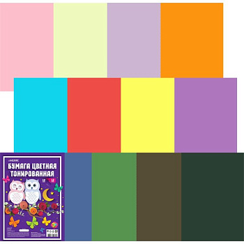 Набор цв. бумаги двухсторонней тонированной А4 12 лист 12цв. deVENTE