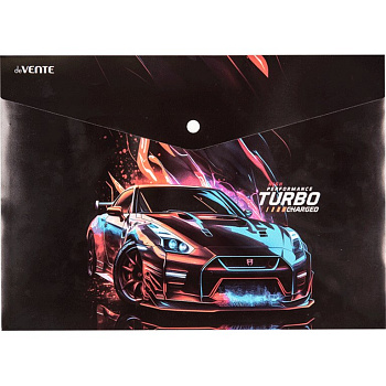 Папка-конверт на кнопке A4 пластик 0,18 мм deVENTE "Turbo" черная