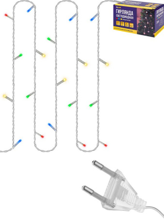 Гирлянда комнатная Нить 25м, 250 цветных ламп, 8 режимов, прозрачный провод 220Вт