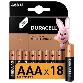 Батарейка щелочная LR-03 ААА Duracell Basic 18шт/уп