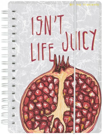 Блокнот А6  80л., 115*150 мм, на гребне с резинкой "JUICY LIFE. ГРАНАТ" клетка