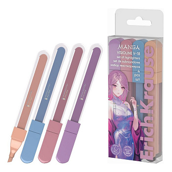 Набор текст-маркеров  4 шт пастельные цвета ErichKrause V-18 "Manga" 0,5-4мм