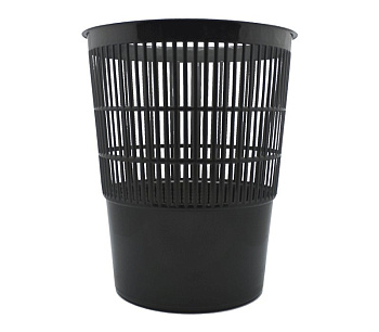 Корзина для бумаг пластиковая 14л сетчатая, черная, Attomex
