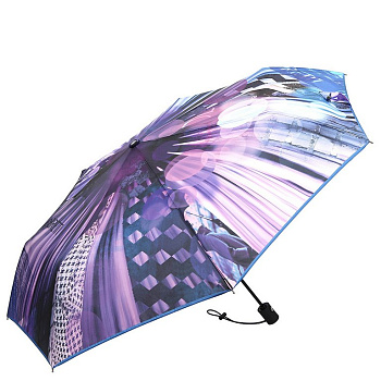 Зонт женский автомат Fabretti, 3 сложения, эпонж, фиолетовый