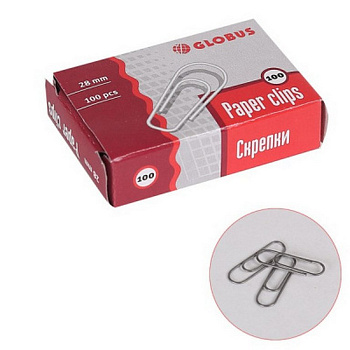 Скрепки 28 мм 100 шт/уп Globus С28-100