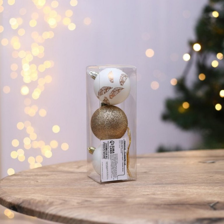 Набор шаров с рисунком  3 шт 60 мм "С Новым годом!"