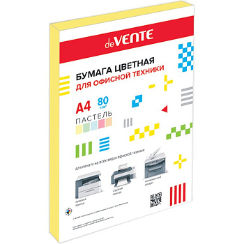 Бумага "deVente" 80г/м2 А4, 100 лист/уп, желтый пастельный