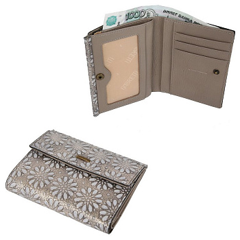 Портмоне FABRETTI женское, нат. кожа, 12*10*3см, бронзовый