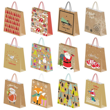 Пакет бумажный НГ 20*24см крафт (ассорти)