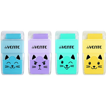 Ластик deVENTE "Kitty" с роликом для сбора крошек, 58*28*15 мм, в пласт. футляре