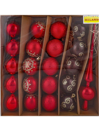 Набор шаров  цвет красный  60 мм 20 шт+ верхушка 1шт