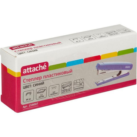 Степлер № 10 до 12л Attache синий с антистеплером