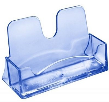 Подставка для визитных карточек 40*100*55 мм Стамм, тонированная голубая