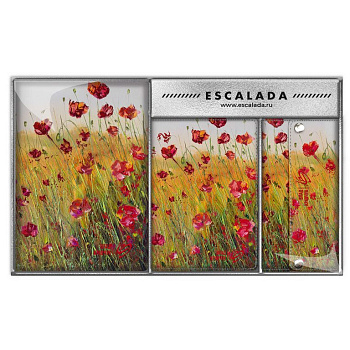 Набор подарочный Escalada "Маки" (Ежедневник без дат + обложка для паспорта + ключница) кожзам