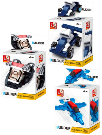 Конструктор пластиковый   АССОРТИ "Транспорт" (12 дет.) Sluban