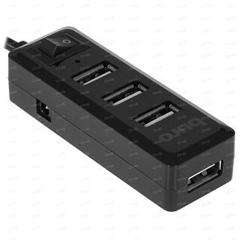 Разветвитель USB 2.0 Buro BU-HUB4-0.5L-U2.0, 75 см, черный
