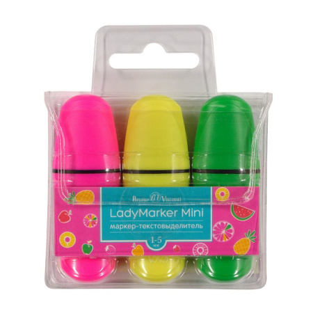Набор текст-маркеров  3 шт  MINI Bruno Visconti "LadyMarker" (желтый, зеленый, розовый)