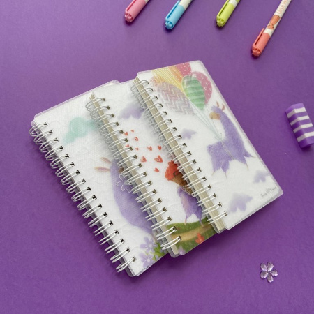 Блокнот А6  80л., 90*160 мм, на гребне с резинкой "CUTE JOURNAL.ЛАВАНДОВЫЕ ЛАМЫ" (3 вида)