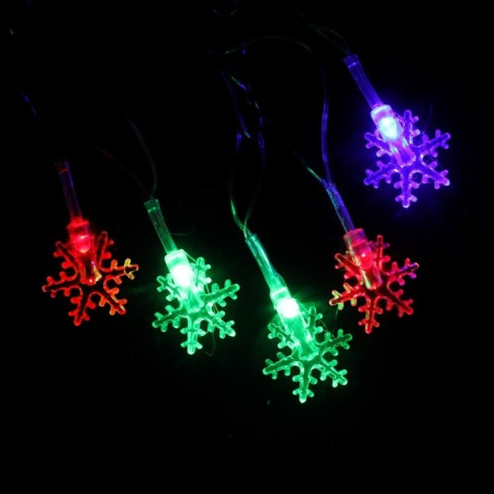 Гирлянда комнатная Фигурная "Снежинки малые" 5м, 20 цветных ламп (от -10 до +35 °С)