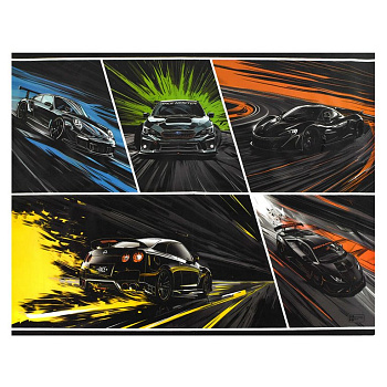 Клеёнка д/труда ПВХ 70*50 см "Неоновые тачки"