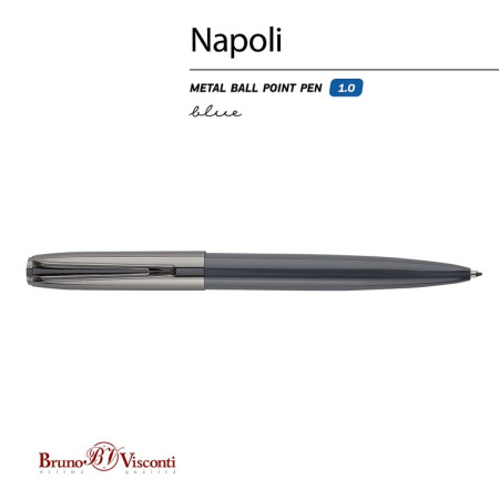 Ручка шариковая Bruno Visconti "Napoli" металл. корпус серый/вороненая сталь (стерж.99мм)