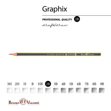Карандаш ч/г  2В трехгранный Bruno Visconti "Graphix"