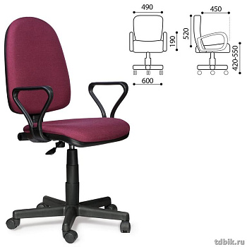 Кресло оператора Престиж (ткань черно-бордовая) до 90 кг