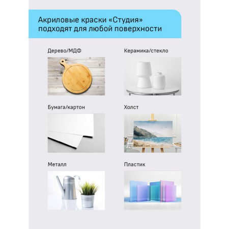 Краски акриловые 12 цв. 9мл Гамма "Студия"