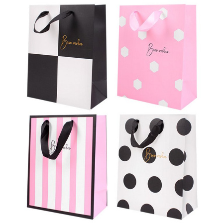 Пакет бумажный 26*32см матовый "Best Wishes" ассорти