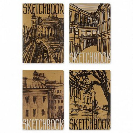Скетчбук 147*210 мм, 40л."SKETCHBOOK" КРАФТ 70 гр, ПРОШИТЫЙ БЛОК (4 ВИДА) МИКС 2