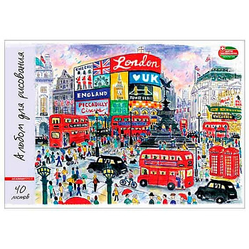 Альбом для рисования А4 40л. на скрепке "Лондон"