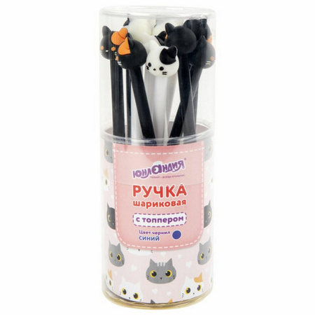 Ручка шариковая сувенирная "Кошка" 0,7мм, синяя (ассорти) ЮНЛАНДИЯ