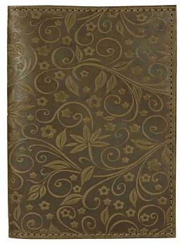 Обложка для автодокументов, нат. кожа "Флаверс" оливковый