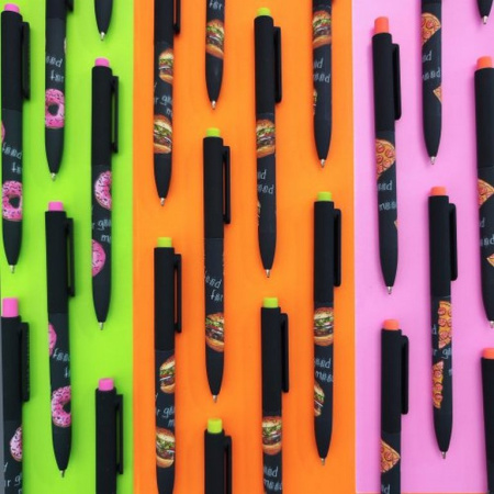 Ручка шариковая авт. с рис. Bruno Visconti FunClick "Food in black"  0,7мм синяя (ст.116мм, лин.0,5)