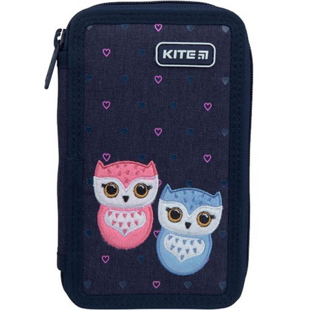 Пенал 2 отд. для девочки Kite "Owls" ткань