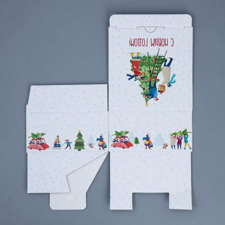 Коробка для подарков 15*15*7см "С Новым годом!" складная