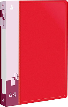 Папка на 2-х кольцах А4 27 мм карман внутри и на торце, пластик 0,7 мм, красная Бюрократ
