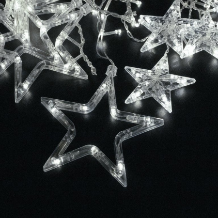 Гирлянда комнатная Бахрома "Звезды" 3м*0,5м, 108 белых ламп, прозрачная нить, 220 В
