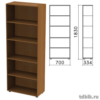 Шкаф для бумаг "Канц" открытый (700*330*1830 мм), цвет орех