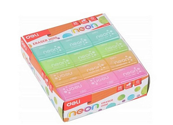 Ластик Deli Neon 39*27*12 мм, ассорти