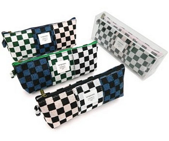 Пенал  универсальный Intelligent "Шашки трехцветные" 20х8х3,5 см., ассорти (текстиль)