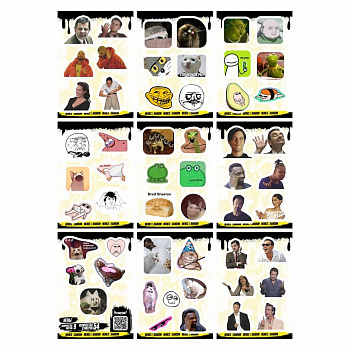 Набор наклеек  9 листов "Мемы" (54 шт) Nalepking