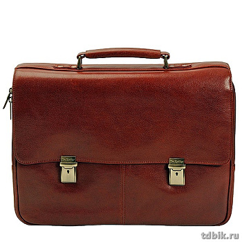 Портфель Dr.Koffer 31*42*12см, нат. кожа, коньяк