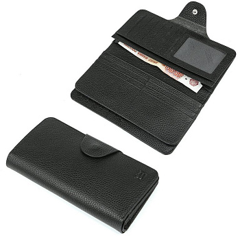 Портмоне FABRETTI мужское, нат.кожа, 10*18,6*2,8см, черный