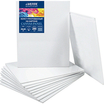 Холст грунтованный на картоне 20*30 см мелкое зерно (100% хлопок, 280 г/м) deVENTE