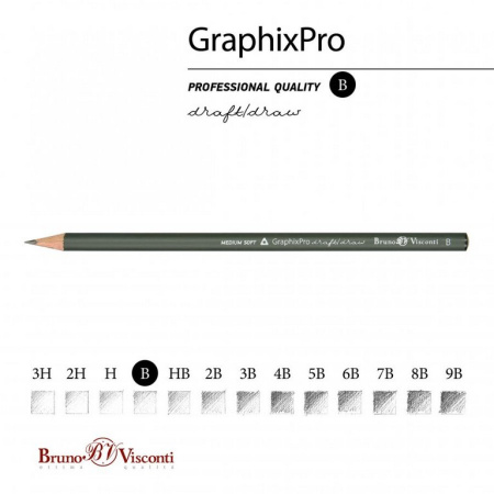 Карандаш ч/г B трехгранный Bruno Visconti "GraphixPro"