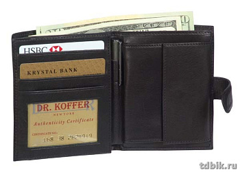 Портмоне Dr.Koffer с отдел. для вод.прав и ручкой (кожа), черный