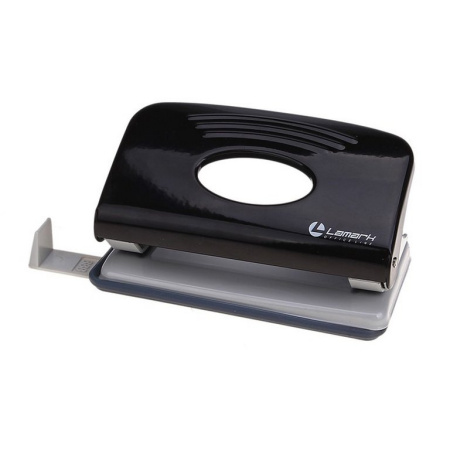 Дырокол до 10л метал. Lamark "Mettallic" с линейкой, черный