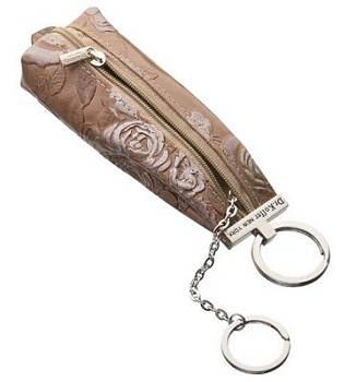 Футляр для ключей Dr.Koffer 4,5*14см, на молнии, бежевый с рисунком